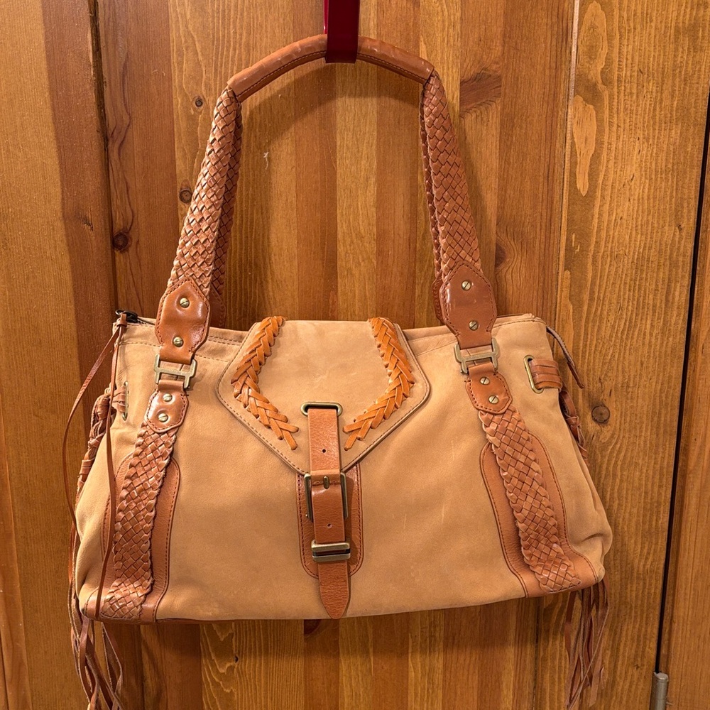 Cole Haan Tan Leather Shoulder Bag with Braided Straps